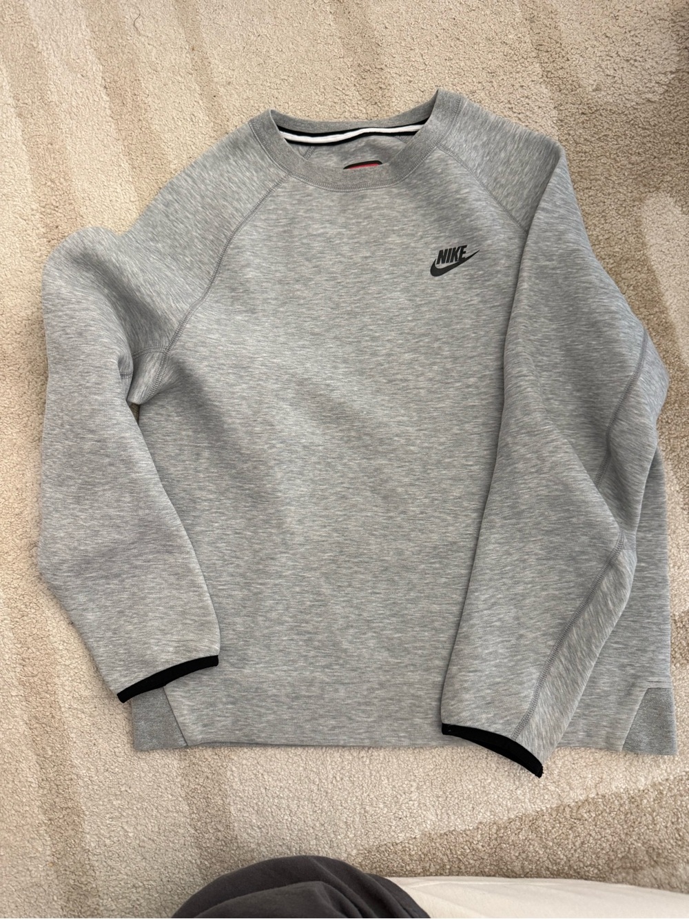 Nike Light Gray Crewneck Sweatshirt with Black Swoosh